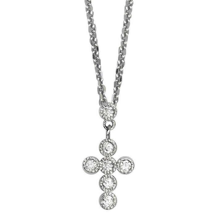 Diamond Cross and Chain, 0.10CT in 14K White Gold