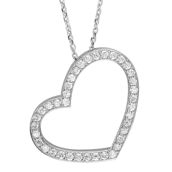 Open Diamond Heart Necklace, 2.00CT in 14K White Gold