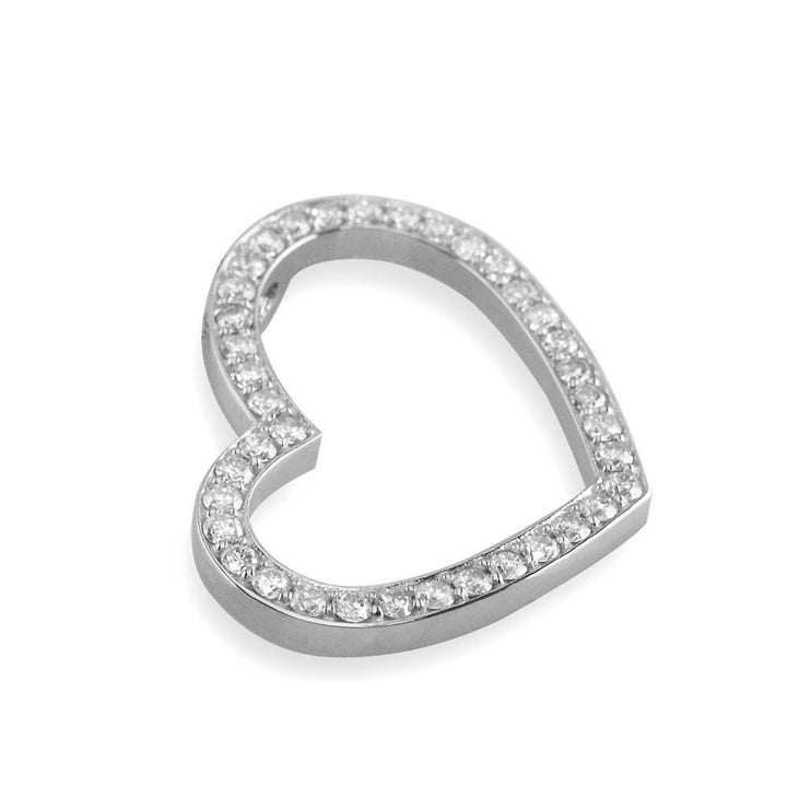 Open Diamond Heart Necklace, 2.00CT in 14K White Gold