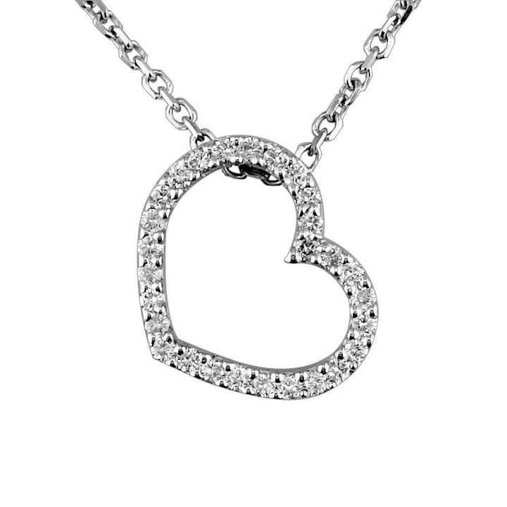 Open Diamond Heart Necklace, 0.30CT in 14K White Gold