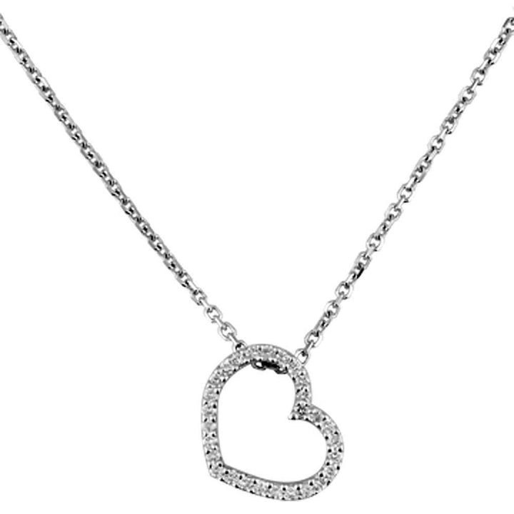Open Diamond Heart Necklace, 0.30CT in 14K White Gold