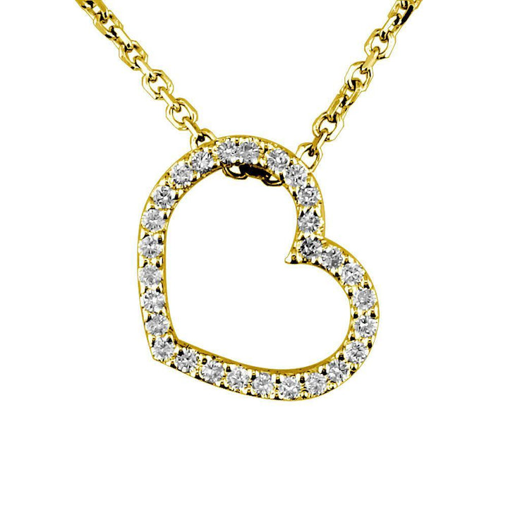 Open Diamond Heart Necklace, 0.30CT in 14K Yellow Gold