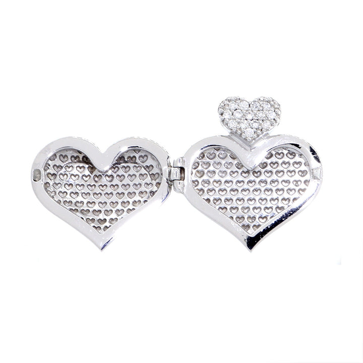 20 mm Diamond Heart Locket Pendant and Chain, 0.45 CT, 16 IN in 14K White Gold