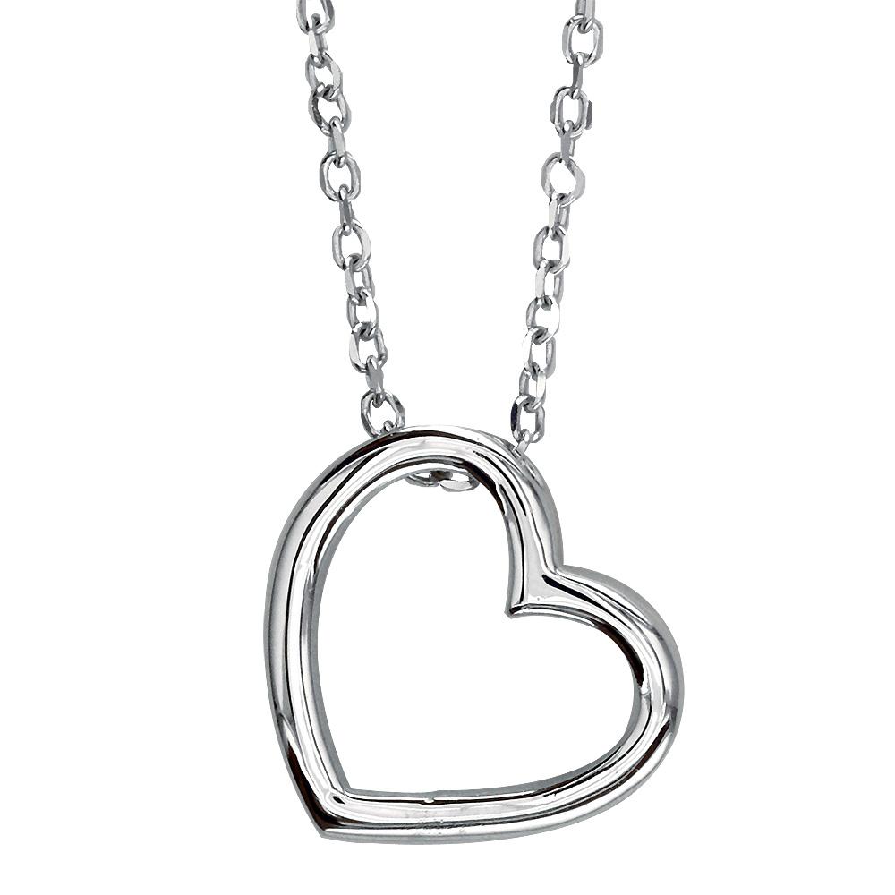 Open Heart Charm and Chain in Sterling Silver