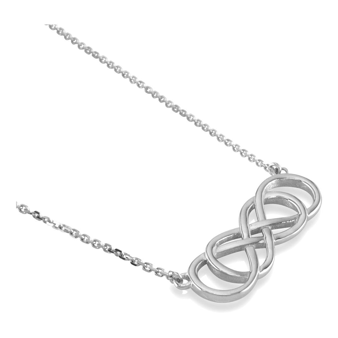 Extra Large Sideways Double Infinity Symbol Charm and Chain in 14K White Gold, 1.5", 18" Total Length