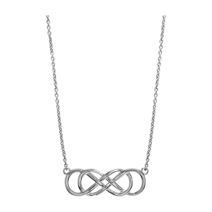 Large Double Infinity Symbol Charm and Chain, Best Friends Forever Charm, Sisters Charm, 10mm X 30mm, 18 Inches Total in 14K White Gold
