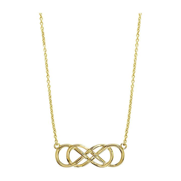 Large Double Infinity Symbol Charm and Chain, Best Friends Forever Charm, Sisters Charm, 10mm X 30mm, 18 Inches Total in 14K Yellow Gold