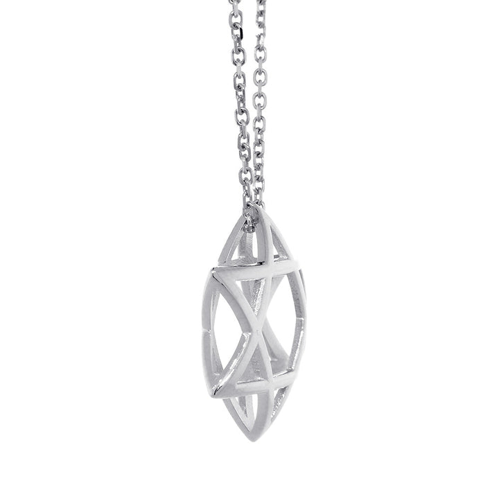21mm 3D Open Domed Jewish Star of David Charm and 16 Inch Chain in 14k White Gold