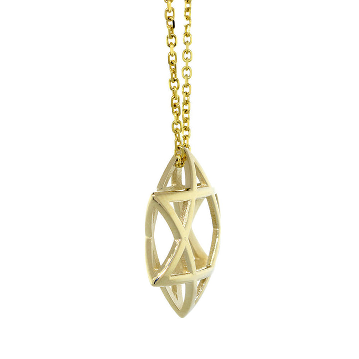 21mm 3D Open Domed Jewish Star of David Charm and 16 Inch Chain in 14k Yellow Gold