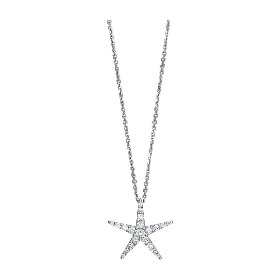 Diamond Starfish Pendant and 16" Chain, 0.70CT in 14k White Gold