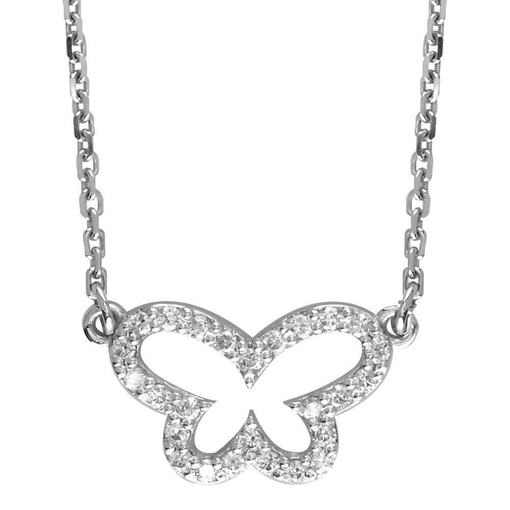 Open Diamond Butterfly Necklace, 0.35CT in 14K White Gold
