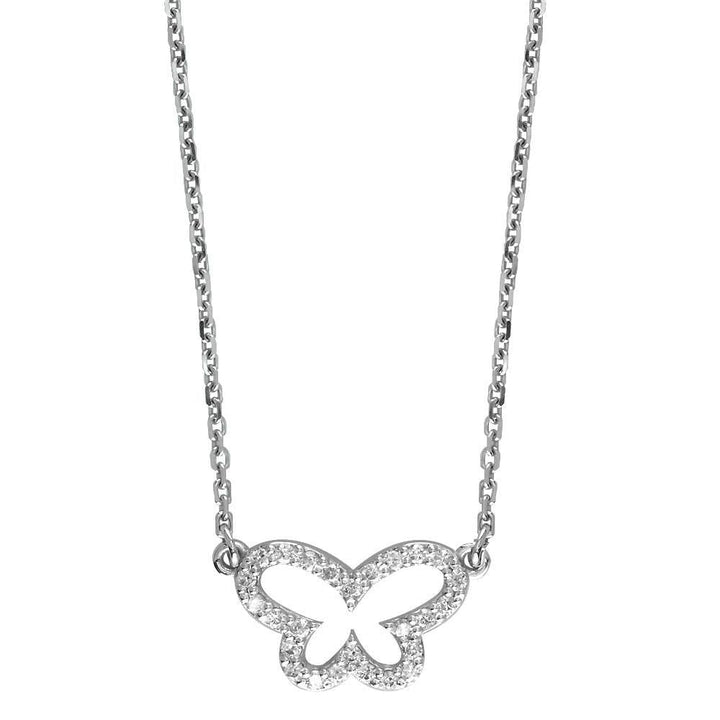 Open Diamond Butterfly Necklace, 0.35CT in 14K White Gold