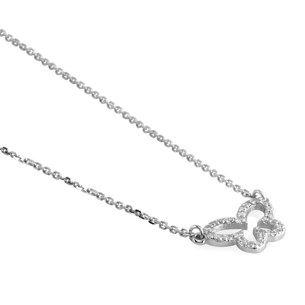 Open Diamond Butterfly Necklace, 0.35CT in 14K White Gold