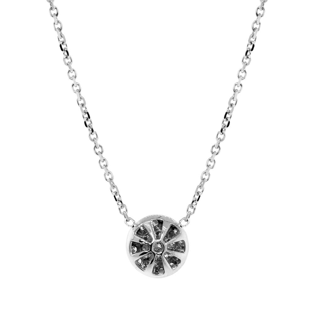 Small Domed Diamond Circle Necklace, 0.15CT in 14k White Gold