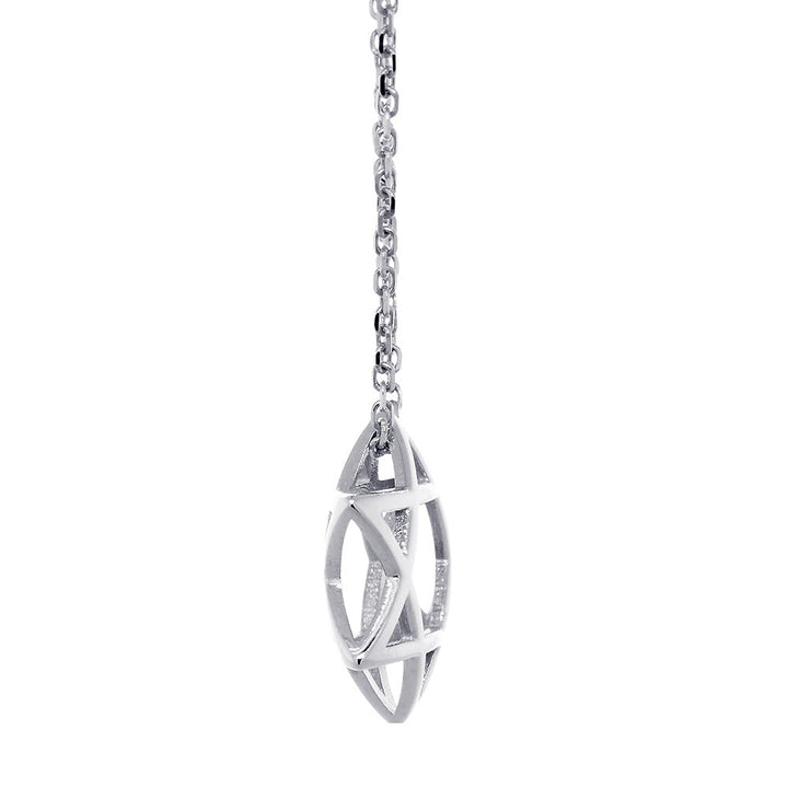17mm 3D Open Domed Jewish Star of David Charm and 16 Inch Chain in 14k White Gold