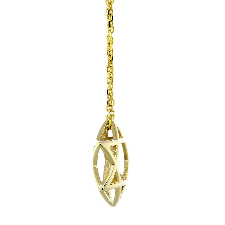 17mm 3D Open Domed Jewish Star of David Charm and 16 Inch Chain in 14k Yellow Gold