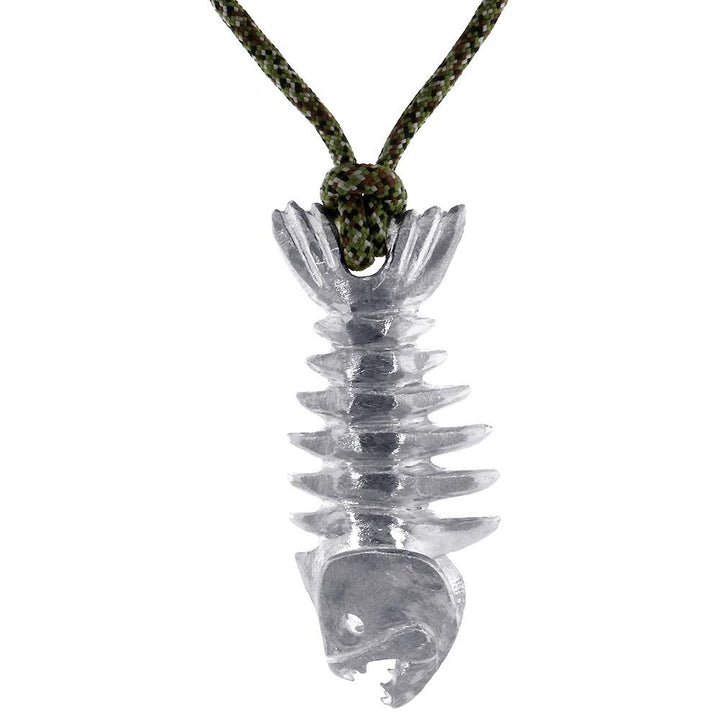 Hanging Fish Skeleton Necklace, 3 Inch Size by Manny Puig in Sterling Silver