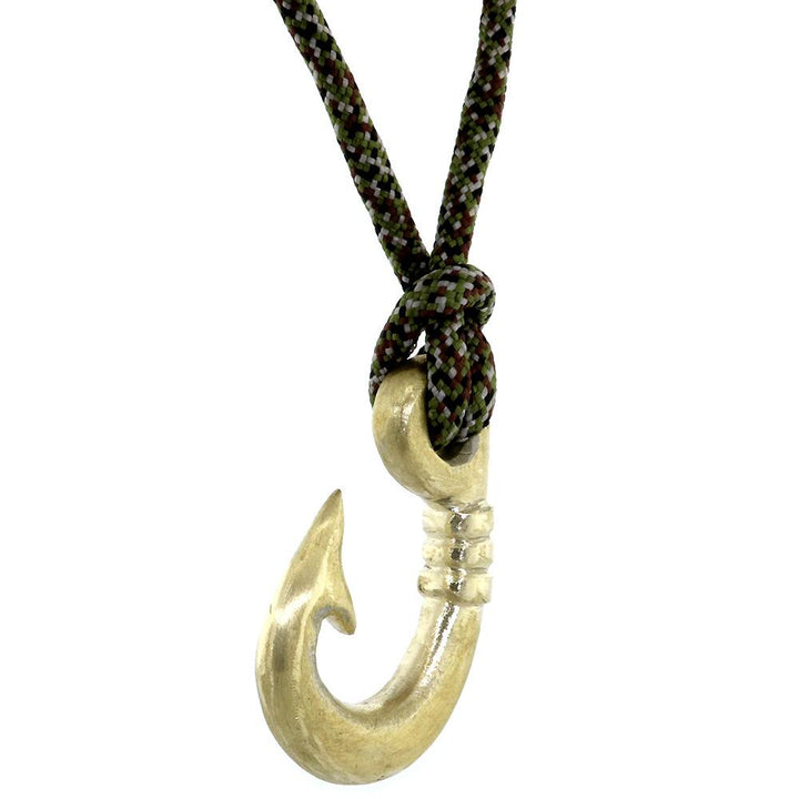 Rounded Fish Hook Necklace, 1.75 Inch Size by Manny Puig in Bronze
