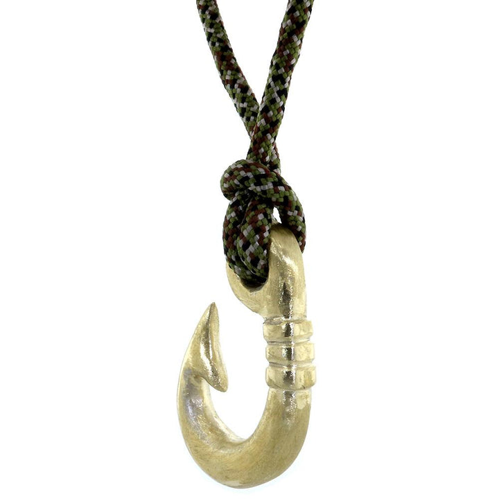Rounded Fish Hook Necklace, 1.75 Inch Size by Manny Puig in Bronze