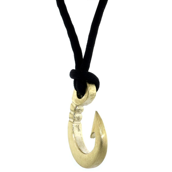 Hard Edge Fish Hook Necklace, 1.75 Inch Size by Manny Puig in Bronze