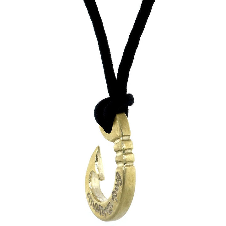 Hard Edge Fish Hook Necklace, 1.75 Inch Size by Manny Puig in Bronze