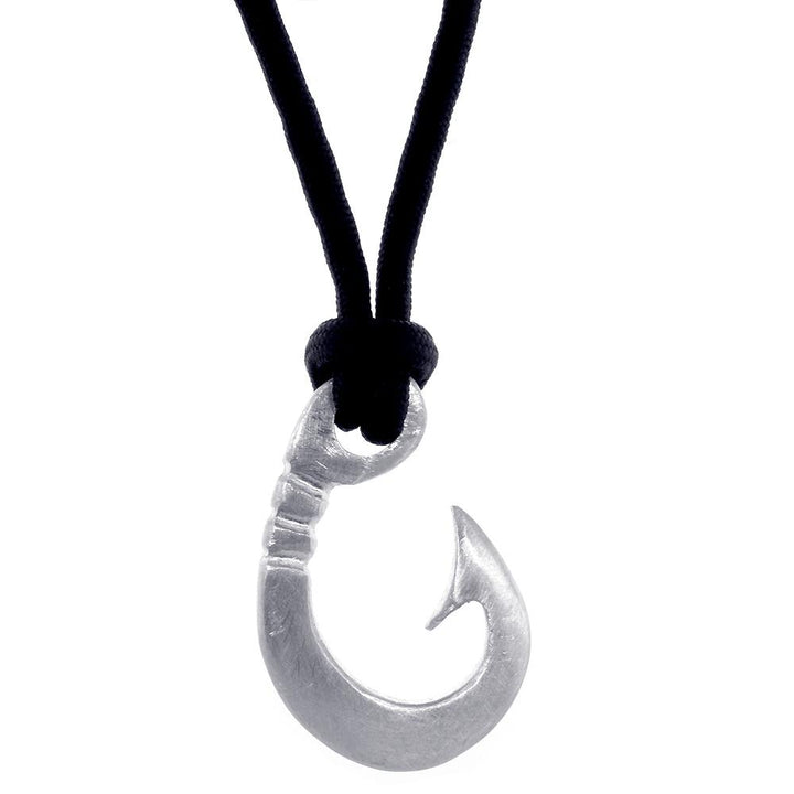 Hard Edge Fish Hook Necklace, 1.75 Inch Size by Manny Puig in Sterling Silver