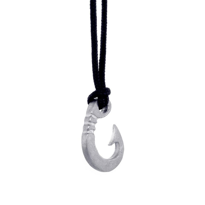 Hard Edge Fish Hook Necklace, 1 Inch Size by Manny Puig in Sterling Silver