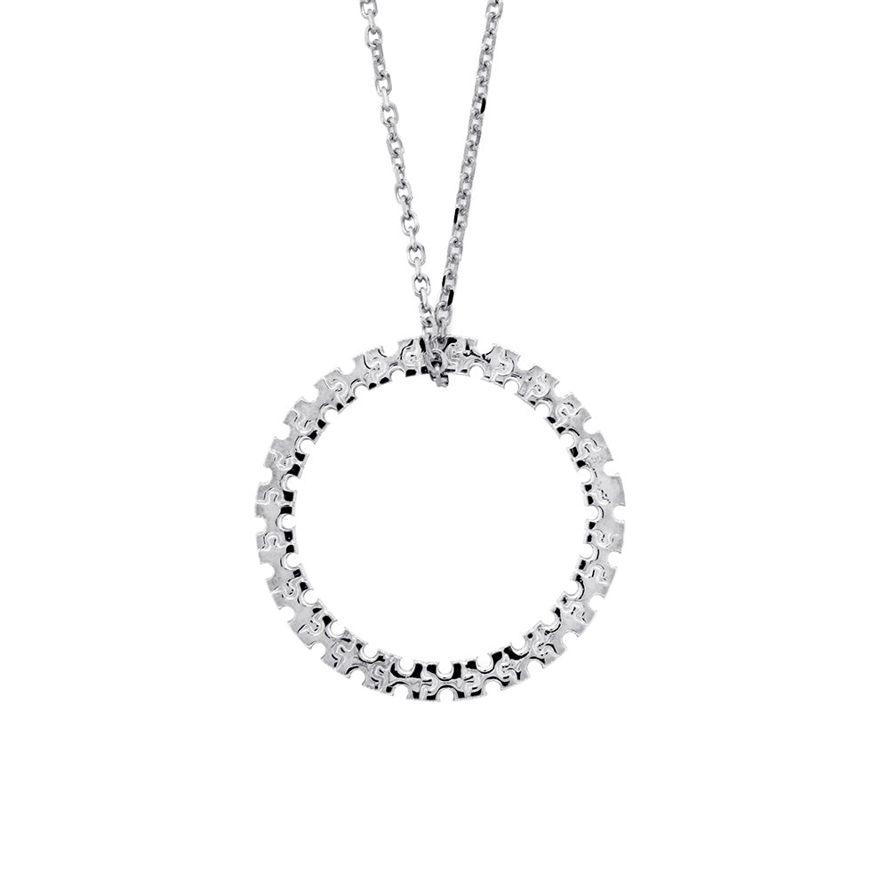 21mm Autism Awareness Jigsaw Puzzle Circle of Life Charm and Chain in 14K White Gold