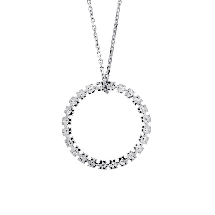 21mm Autism Awareness Jigsaw Puzzle Circle of Life Charm and Chain in 14K White Gold