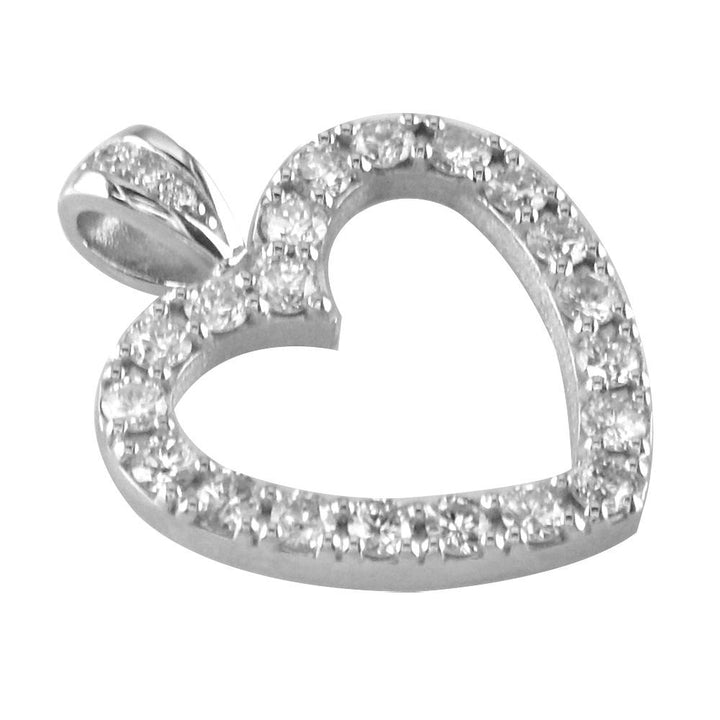 Diamond Heart Pendant, 0.84CT in 14K White Gold