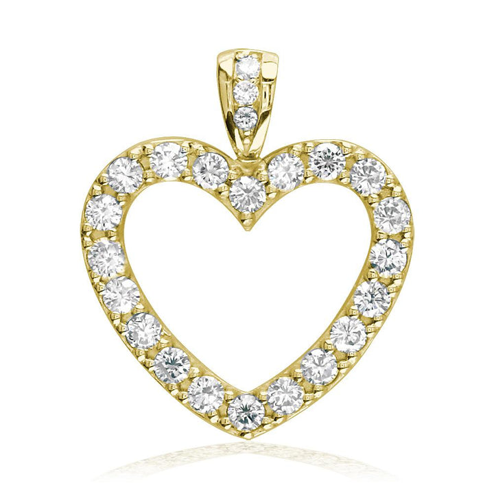 Diamond Heart Pendant, 0.84CT in 14K Yellow Gold