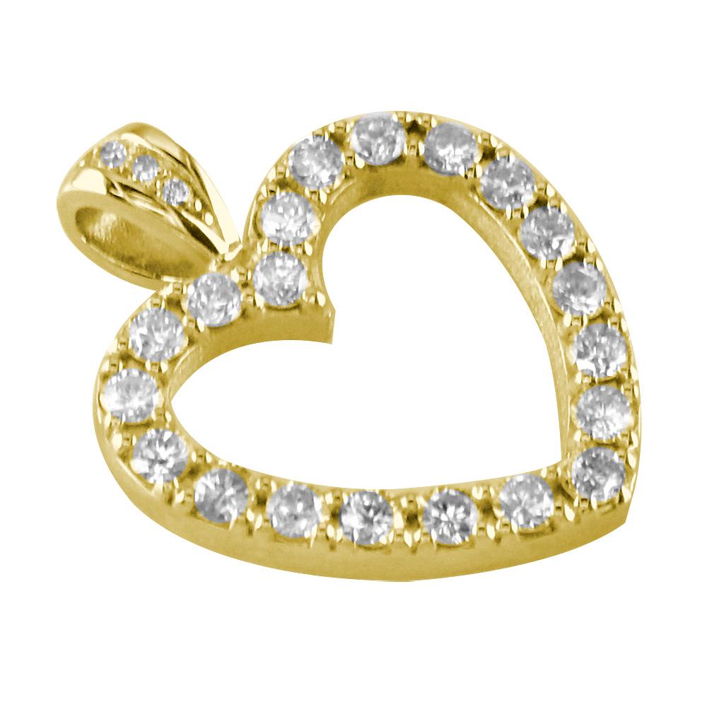 Diamond Heart Pendant, 0.84CT in 14K Yellow Gold