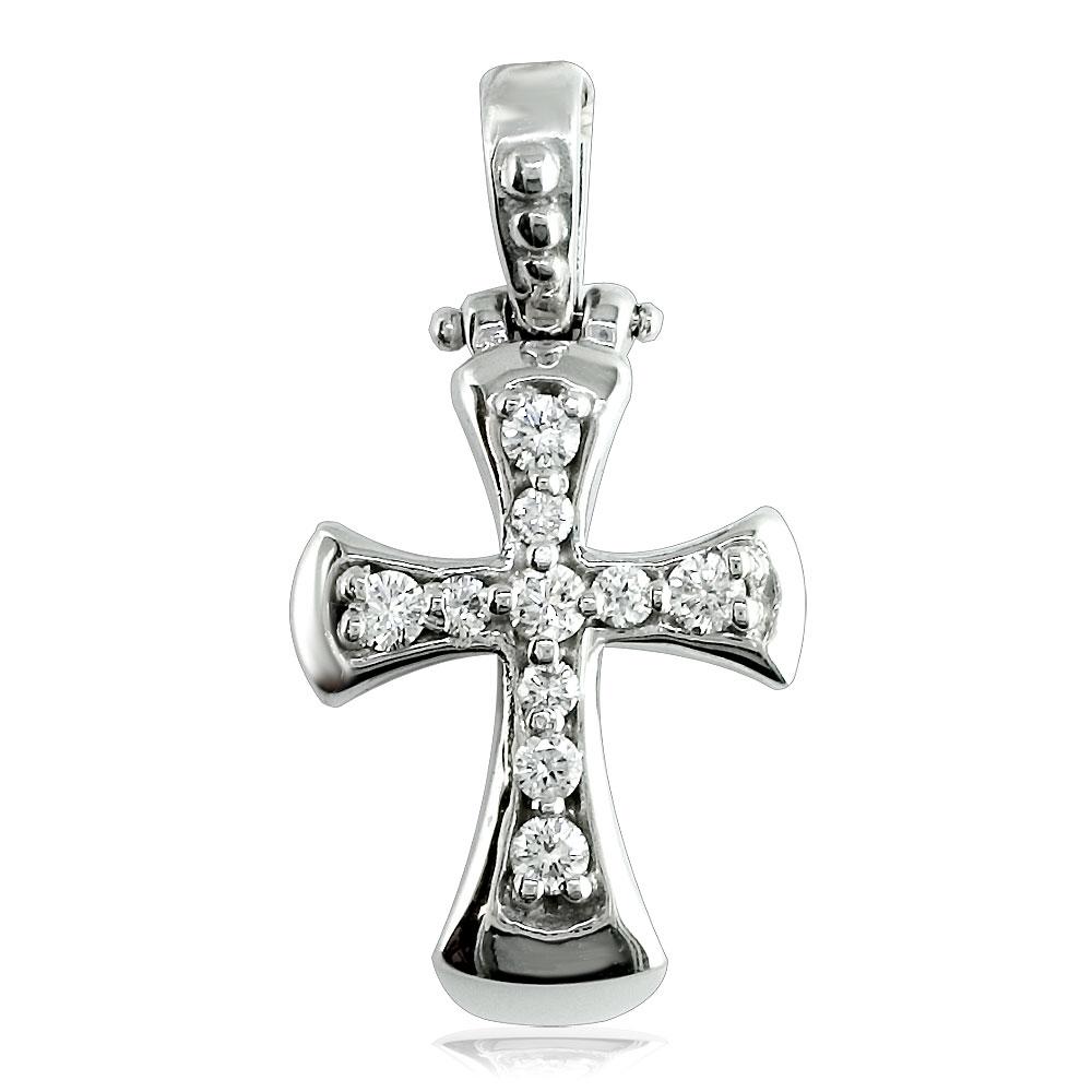Diamond Cross Pendant, 0.43CT in 14K White Gold