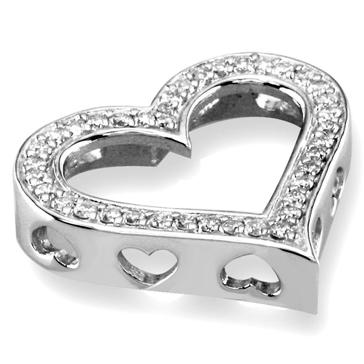 Diamond Open Heart Pendant, 0.45CT in 14K White Gold