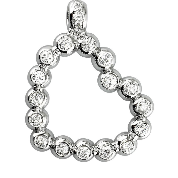 Large Size Open Diamond Bead, Ball Heart, 1.55CT in 14K White Gold
