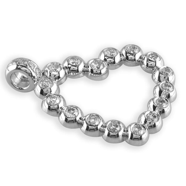 Large Size Open Diamond Bead, Ball Heart, 1.55CT in 14K White Gold