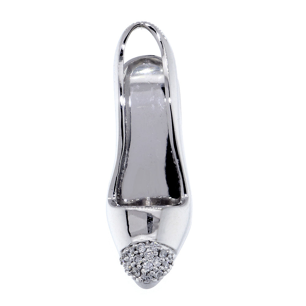 Diamond High Heel Shoe Pendant, 0.32CT in 14K White Gold