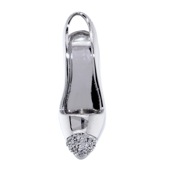 Diamond High Heel Shoe Pendant, 0.32CT in 14K White Gold