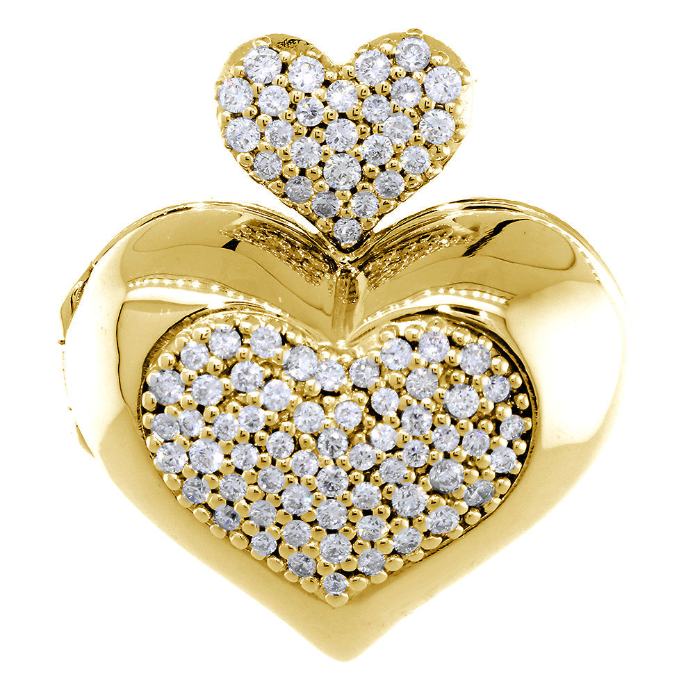 Large Diamond Heart Locket, 0.90CT in 14k Yellow Gold