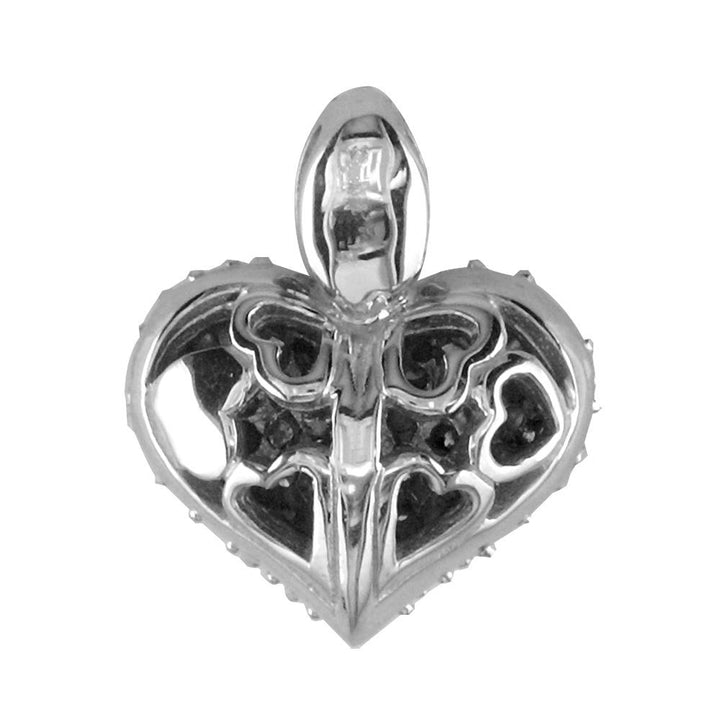 Puffed Diamond Heart Pendant, 0.80CT in 14K White Gold