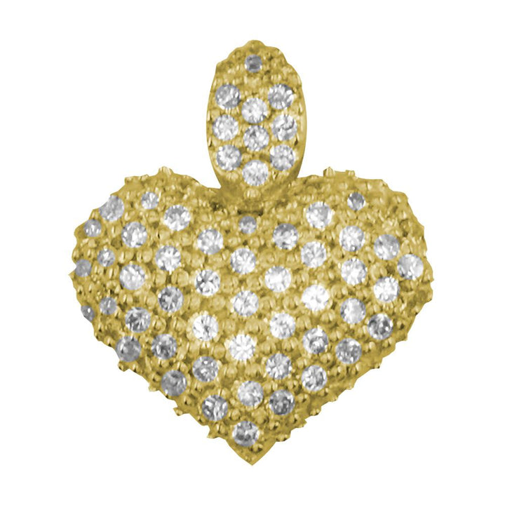 Puffed Diamond Heart Pendant, 0.80CT in 14K Yellow Gold