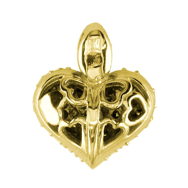 Puffed Diamond Heart Pendant, 0.80CT in 14K Yellow Gold