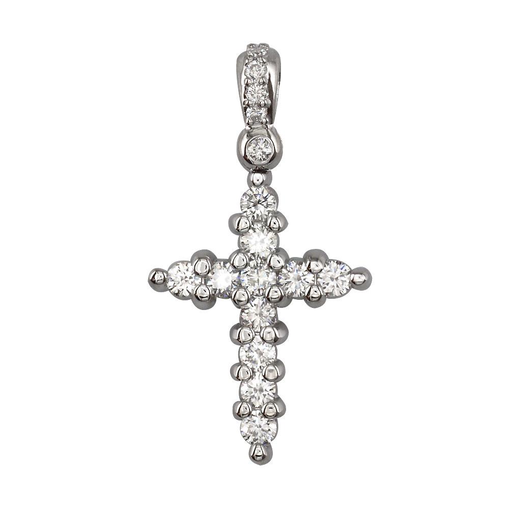 Diamond Cross Pendant, 1.00CT in 14K White Gold