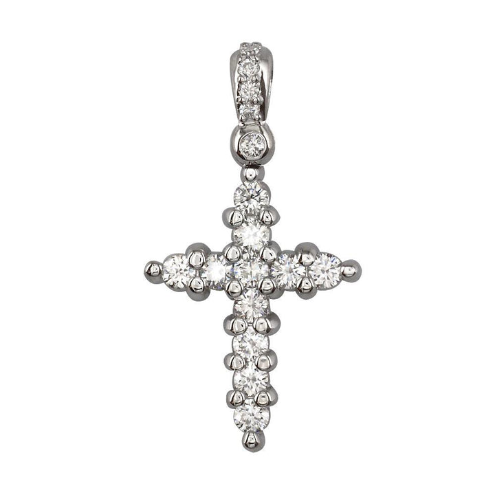 Diamond Cross Pendant, 1.00CT in 14K White Gold