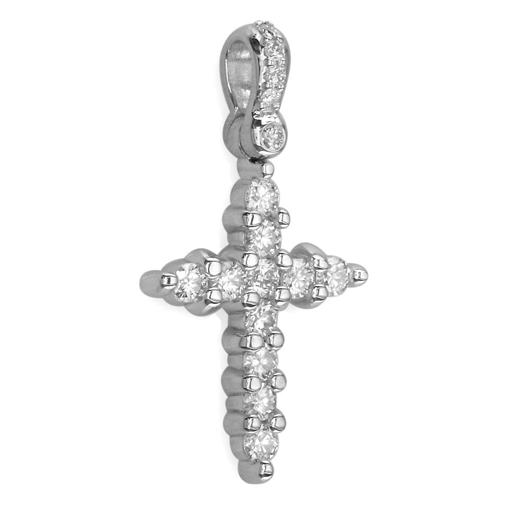 Diamond Cross Pendant, 1.00CT in 14K White Gold