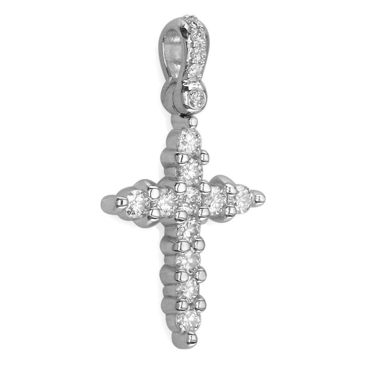 Diamond Cross Pendant, 1.00CT in 14K White Gold