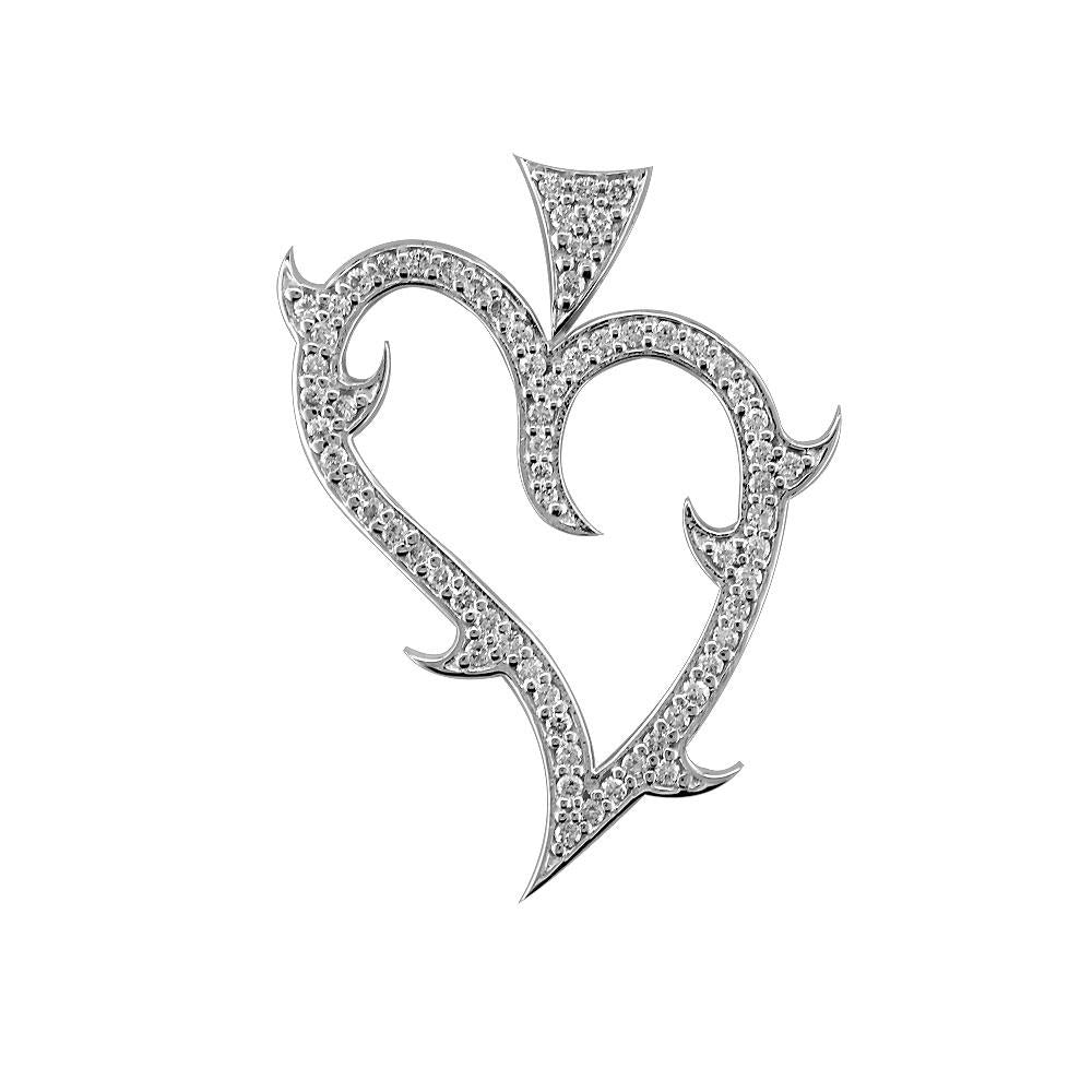 Medium Diamond Guarded Love Heart Pendant, 0.70CT in 14K White Gold