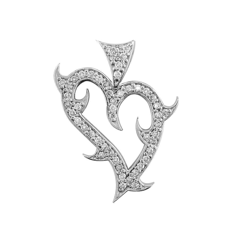 Small Diamond Guarded Love Heart Pendant, 0.50CT in 14K White Gold