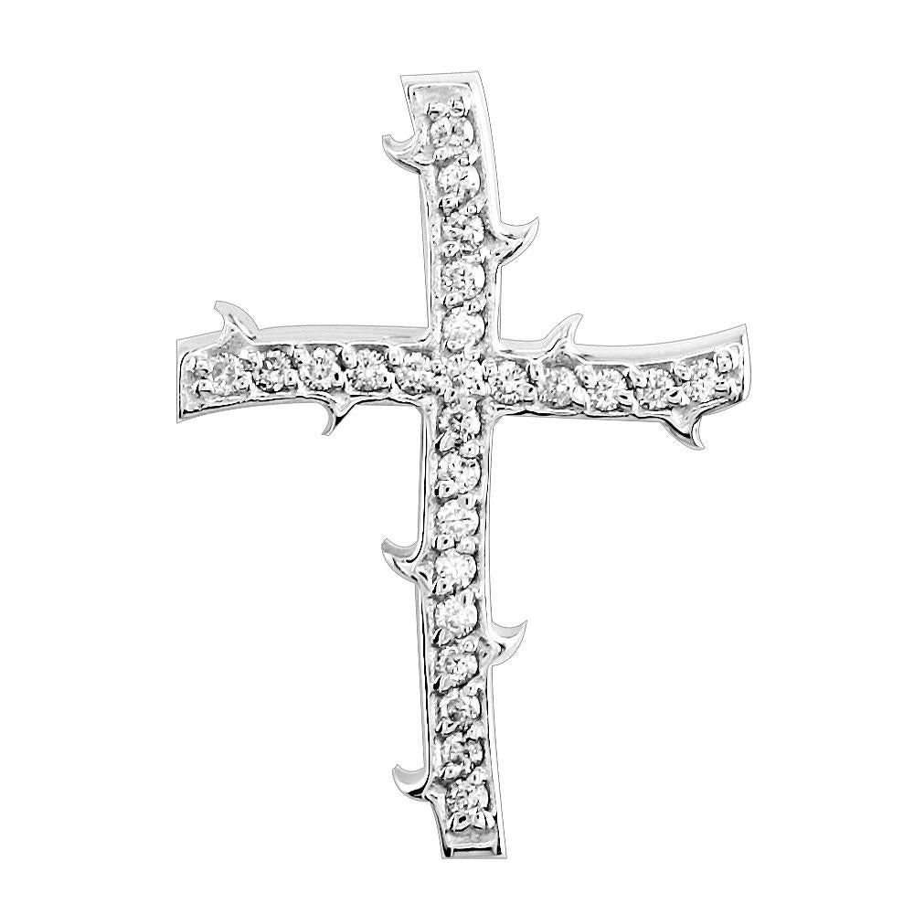 Guarded Faith Diamond Cross Pendant in 14K White Gold