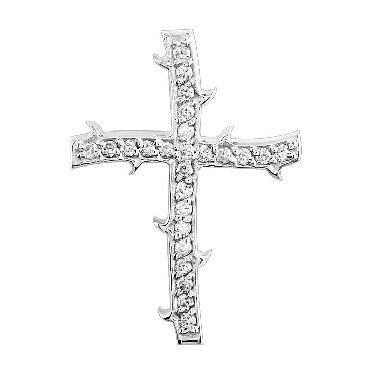 Guarded Faith Diamond Cross Pendant in 14K White Gold